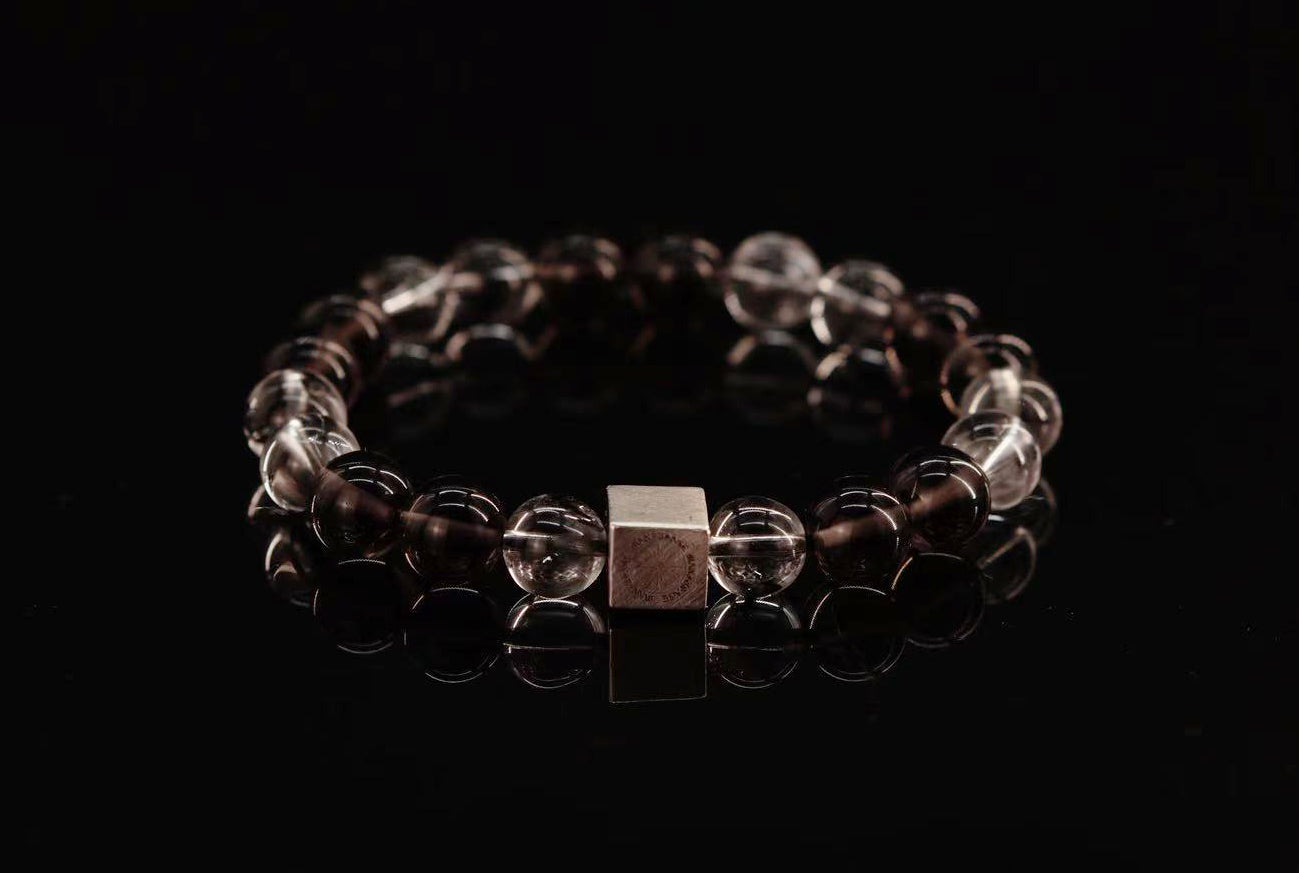 Smoky Quartz and Herkimer Diamond Men's Bracelet
